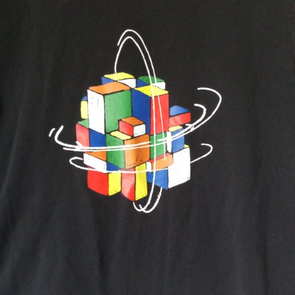 Shein Child Rubix Cube Vinyl Black Short Sleeve Tee - Picture 2 of 4